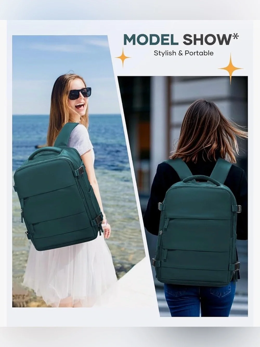 Teal XL Carry On Travel Backpack 15.6” Laptop Shoe Compartment